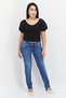 Women Low Waist Denim Skinny Jeans, Wash Blue - 4