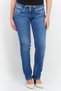Women Low Waist Denim Skinny Jeans, Wash Blue