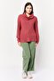Women Turtle Neck Knitted Sweater, Red - 4