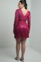 Women's Front Back V Neck Lined Draped Long Sleeve Plus Size Pulpayet Dress - 4