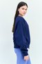 Women Sportswear Fit Long Sleeve Outdoor Sweatshirt, Navy - 3