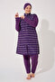 Plus Size Women's Striped Hijab Swimsuit 3 Pieces Women's Hijab Swimsuit - 3