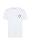 Men's White Loose Fit Printed Crew Neck T-Shirt