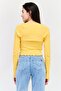 Women 2 Piece Open Front Blouse and Tube Set, Amber Yellow - 2