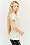 Women Sportswear Fit Short Sleeves Running T-Shirt, Beige - 2
