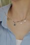 Sihra Accessories Heart and Pearl Detailed Multi-Charm Steel Necklace Gold Color - 2