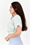 Women Sportswear Fit Short Sleeves Outdoor Crop Top, Mint Green - 4