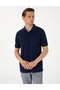 Navy Blue Regular Fit 100% Cotton Pocket Buttoned Polo Collar Basic T-Shirt 50306552-Vr033 - 3