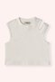 Girl's White Tank Top with Shoulder Detail