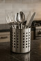 حامل ملاعق من الفولاذ المقاوم للصدأ باللون الفضي 13×12 سم - 2