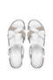 Women's Genuine Leather White Flat Sandals - 6