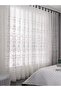 Grommet Top 200x100cm white Sheer Curtains White Embroidered Floral Voile Drapes for Living room, Be