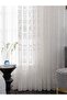 Grommet Top 200x100cm white Sheer Curtains White Embroidered Floral Voile Drapes for Living room, Be - 3