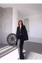 Women's Shawl Detail Double Blazer Jacket Suit Black - 3