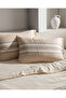 Sheryl Single Muslin Yarn-Dyed Elastic Sheet Duvet Cover Set - Beige/Navy Blue - 4