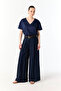 Women's Navy Blue V-Neck Short Sleeve T-Shirt - 3