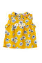Girls Yellow Floral Sleeveless Ruffle Top