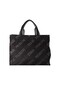 Patterned Top Handle Tote Bag With Strap Black - 2