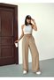 Women's High Waist Wide Leg Elastic Waist Linen Pants - 7