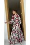 Elastic Waist Flowers Dress Mini Burgundy - 2