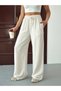 Women's High Waist Wide Leg Elastic Waist Linen Pants - 3