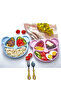 3 Compartment Teddy Bear Shaped Food Plate and Figured Storage Box Baby Food Fork Spoon Set