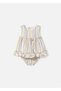 Baby Girl Striped Diaper Dress with Cover Ecru 1844