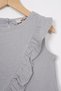 Gray Color Girl's Shorts Suit with Zero Sleeve Front and Hem Ruffle Detail - 2