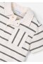 Boy's Striped Polo Neck T-Shirt Cream 3107 - 4