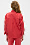 Vesta Women's 100% Cotton Linen Look Flared Oversize Red Shirt - 5