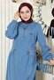 Zip Detail Denim Dress Light Blue 19138 - 2