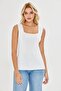 Women's Black Square Neck Thick Strap Summer Knitwear Tank Top - 2