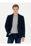 Navy Blue Slim Fit Wool Blend Flannel Jacket 50272639-Vr033