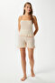 Women's Paula Butter Yellow Ruffle Shorts Pajama Set - 3