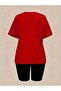 Women's Shooting Star Printed Short Leggings T-Shirt Suit Combination Oversize Loose Boyfriend - 2
