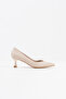 Women's Beige Leather 5 cm Stiletto Special Design Heel V Model Stylish Daily Comfortable Massole New Season