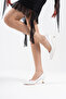 Women's White Leather 5 cm Stiletto Special Design Heel V Model Stylish Daily Comfortable Massole New Season - 4
