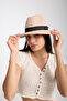Women's Straw Hat Summer Wide Brim Ribbon Pink Beach Trilby Model - 2