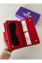 Genuine Leather Cerny Model Women's Wallet with Plenty of Card Holders Red - 5