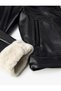 Faux Leather Biker Jacket - Plush Detailed - 6