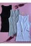 Luniva 3 Pack Black, White and Blue Women's Tank Top |   V-Neck, Cotton, Summer Stylish Ribbed Blouse