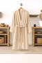 100% Organic Cotton Unisex Double Layer Muslin Bathrobe Muslin Dressing Gown - Beige