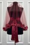 Burgundy Bridal Veil Set with Sparkling Crystal Glass Beads, Pearls and Sequins Embroidered Henna Veil 6 Pieces - 4