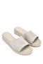 Women's Genuine Leather Beige Suede Flat Slippers - 2