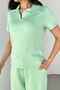Tkm-03690 Mint Green Polo Collar Blouse Loose Trousers Double Set - 6