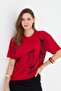Ribbon-Designed Oversized 100% Cotton Women's T-Shirt - 7