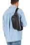 Men's Black Leather Crossbody Cross Chest Shoulder and Waist Bag - 2