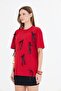 Ribbon-Designed Oversized 100% Cotton Women's T-Shirt - 3