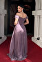 Glitter Fabric Evening Dress with Underwire Detail - Lila - 5