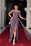 Glitter Fabric Evening Dress with Underwire Detail - Lila